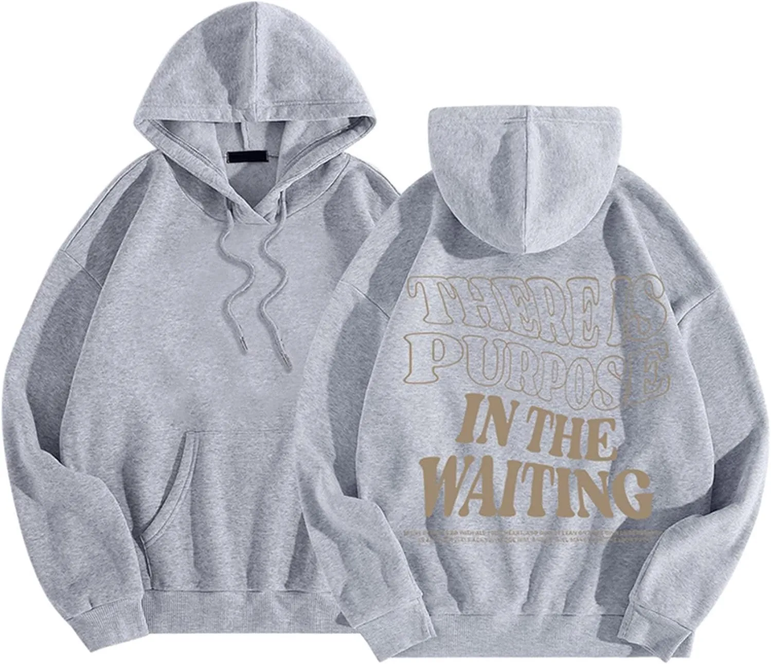 There is Purpose in The Waiting Christian Hoodies for Women Bible Verse Graphic Oversized Long Sleeve Girls Sweatshirt