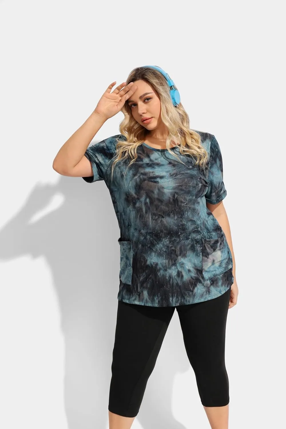 TIYOMI Plus Size Shirts for Women Pocket Long Tunic Tops Summer Casual T-Shirts XL-5XL