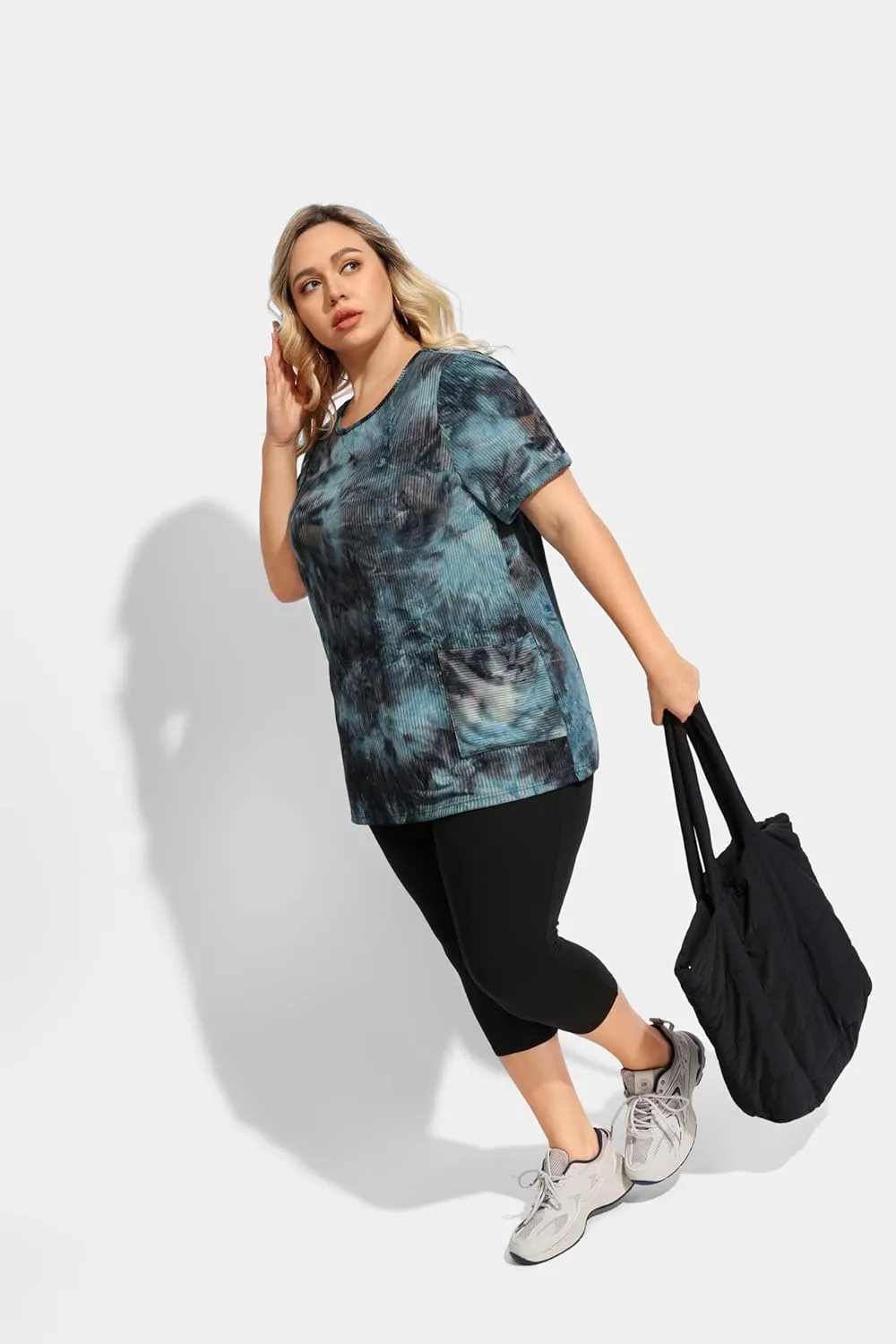 TIYOMI Plus Size Shirts for Women Pocket Long Tunic Tops Summer Casual T-Shirts XL-5XL