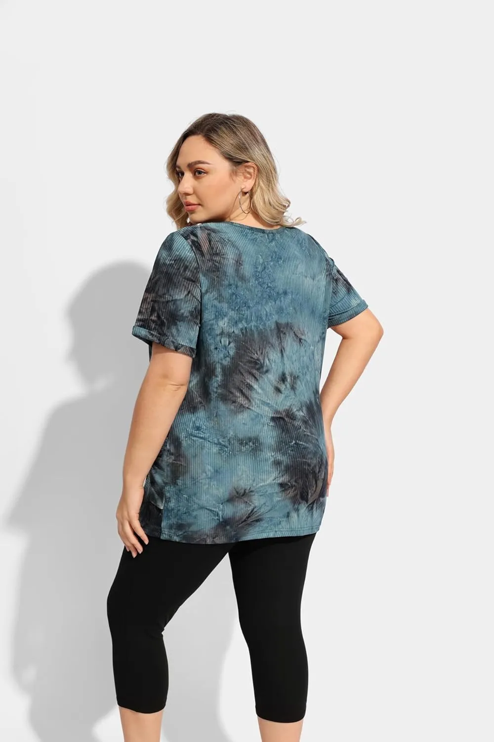 TIYOMI Plus Size Shirts for Women Pocket Long Tunic Tops Summer Casual T-Shirts XL-5XL