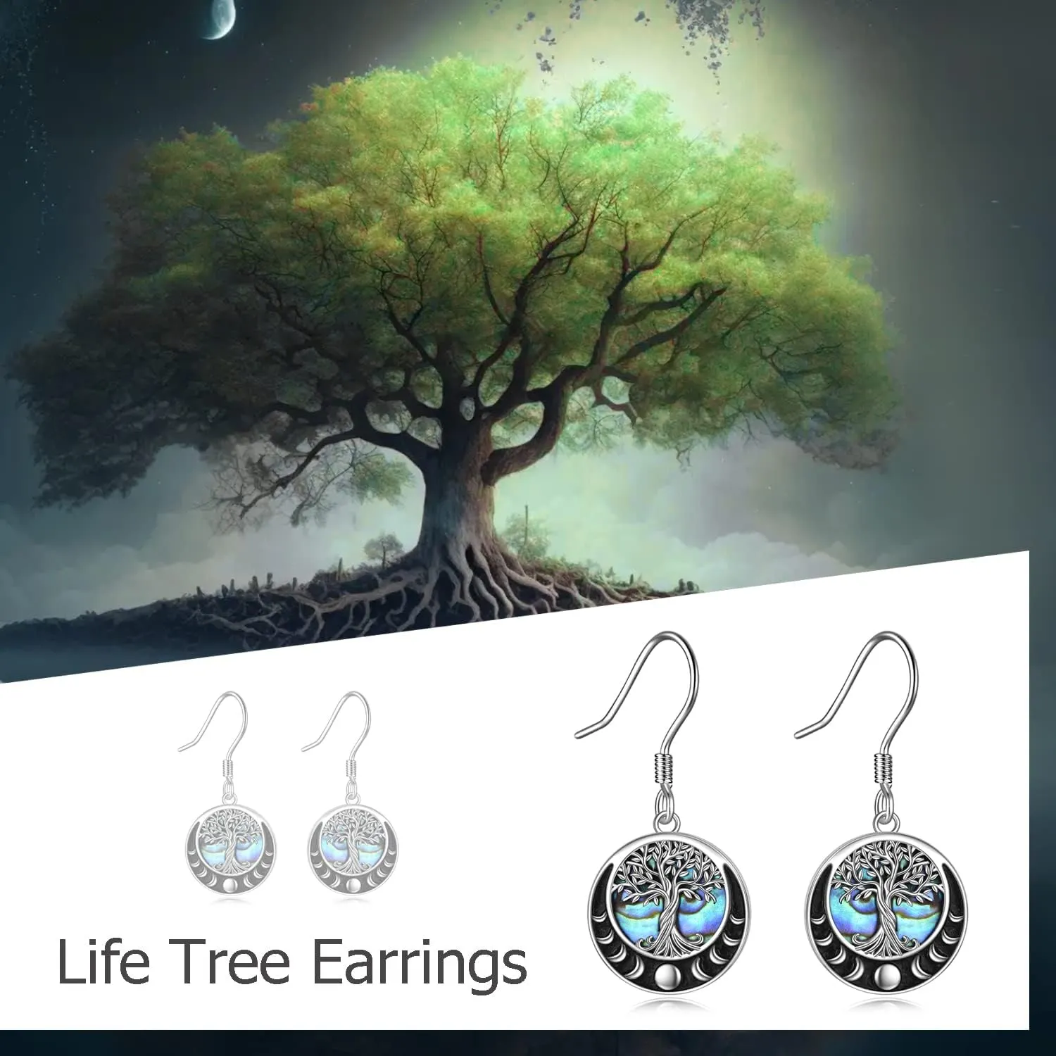 Tree of Life Earrings Sterling Silver Celtic Tree of Life Abalone Shell Dangle Drop Earrings for Women Jewelry