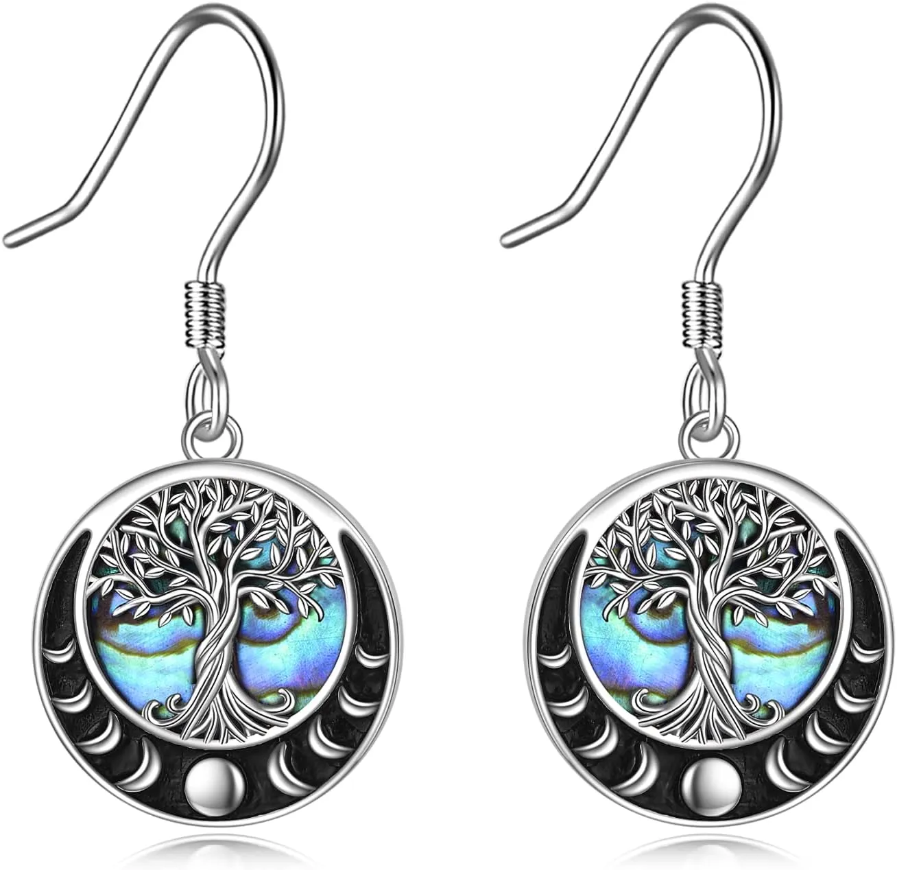 Tree of Life Earrings Sterling Silver Celtic Tree of Life Abalone Shell Dangle Drop Earrings for Women Jewelry