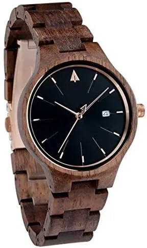 Treehut Wooden Women's Watches, Solstice Chocolate Walnut Rose, Japanese Quartz Movement, Seoras Stylish Exotic Wrist Watch with Adjustable Stainless Steel Buckle and Box, Relojes para Mujeres