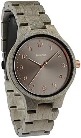 Treehut Wooden Women's Watches, Solstice Grey Wood Maple, Japanese Quartz Movement, Seoras Stylish Exotic Wrist Chicas Watch with Adjustable Stainless Steel Buckle and Box, Relojes para Mujeres