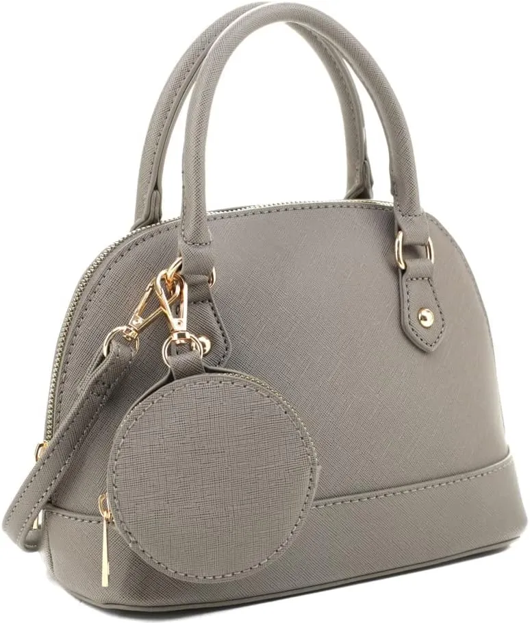 Trendeology Leopard Ostrich Animal Print Vegan Leather Dome Satchel Purse Handbag