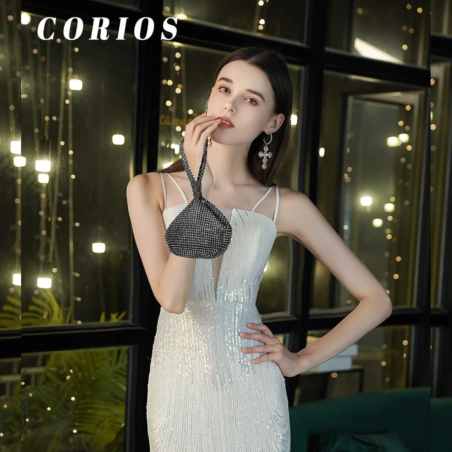 Triangle Evening Sparkly Glitter Clutch Purse Crystal Handbag Women's Bling Wedding Shoulder Crossbody Rhinestone