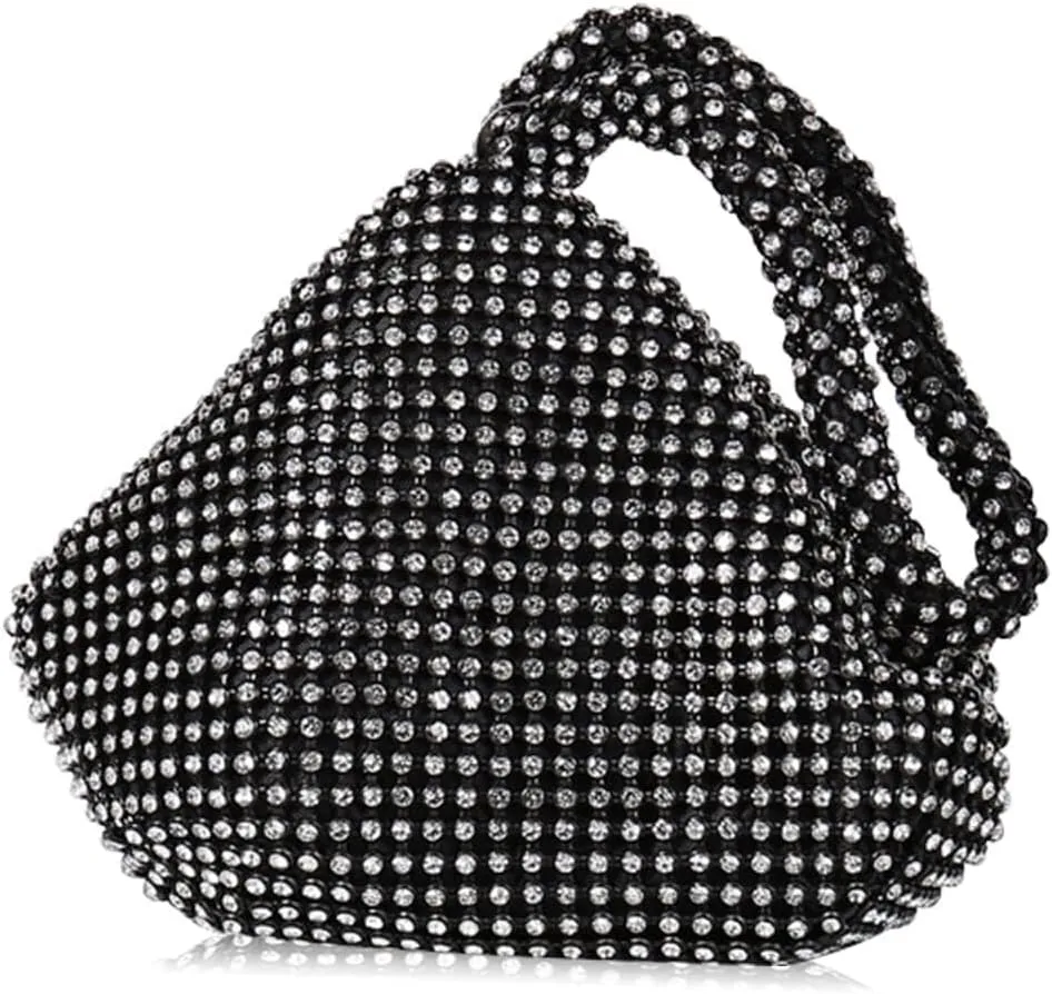 Triangle Evening Sparkly Glitter Clutch Purse Crystal Handbag Women's Bling Wedding Shoulder Crossbody Rhinestone