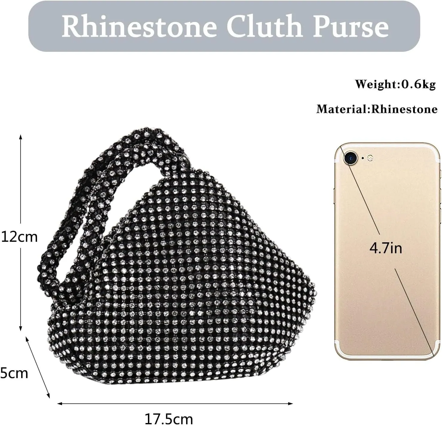 Triangle Evening Sparkly Glitter Clutch Purse Crystal Handbag Women's Bling Wedding Shoulder Crossbody Rhinestone