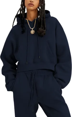 UANEO Women 2 Piece Outfits Sweatsuit Hoodie Sweatshirt Jogger Sets Lounge Tracksuit Set
