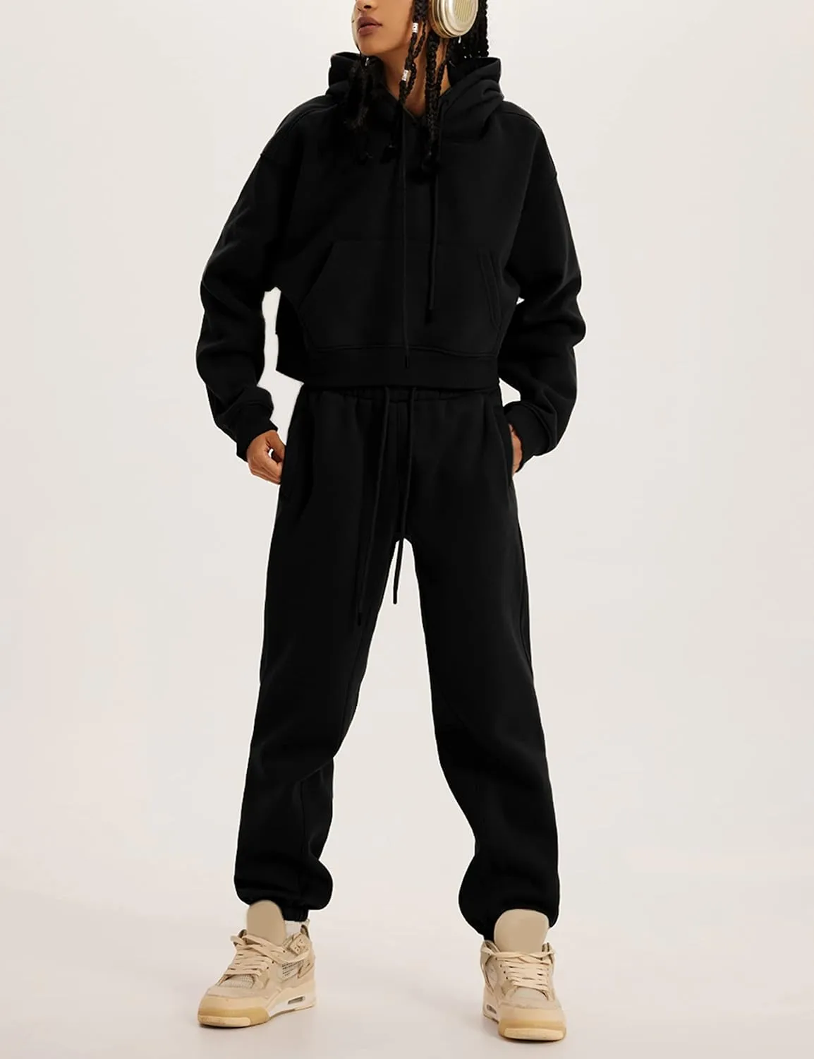 UANEO Women 2 Piece Outfits Sweatsuit Hoodie Sweatshirt Jogger Sets Lounge Tracksuit Set