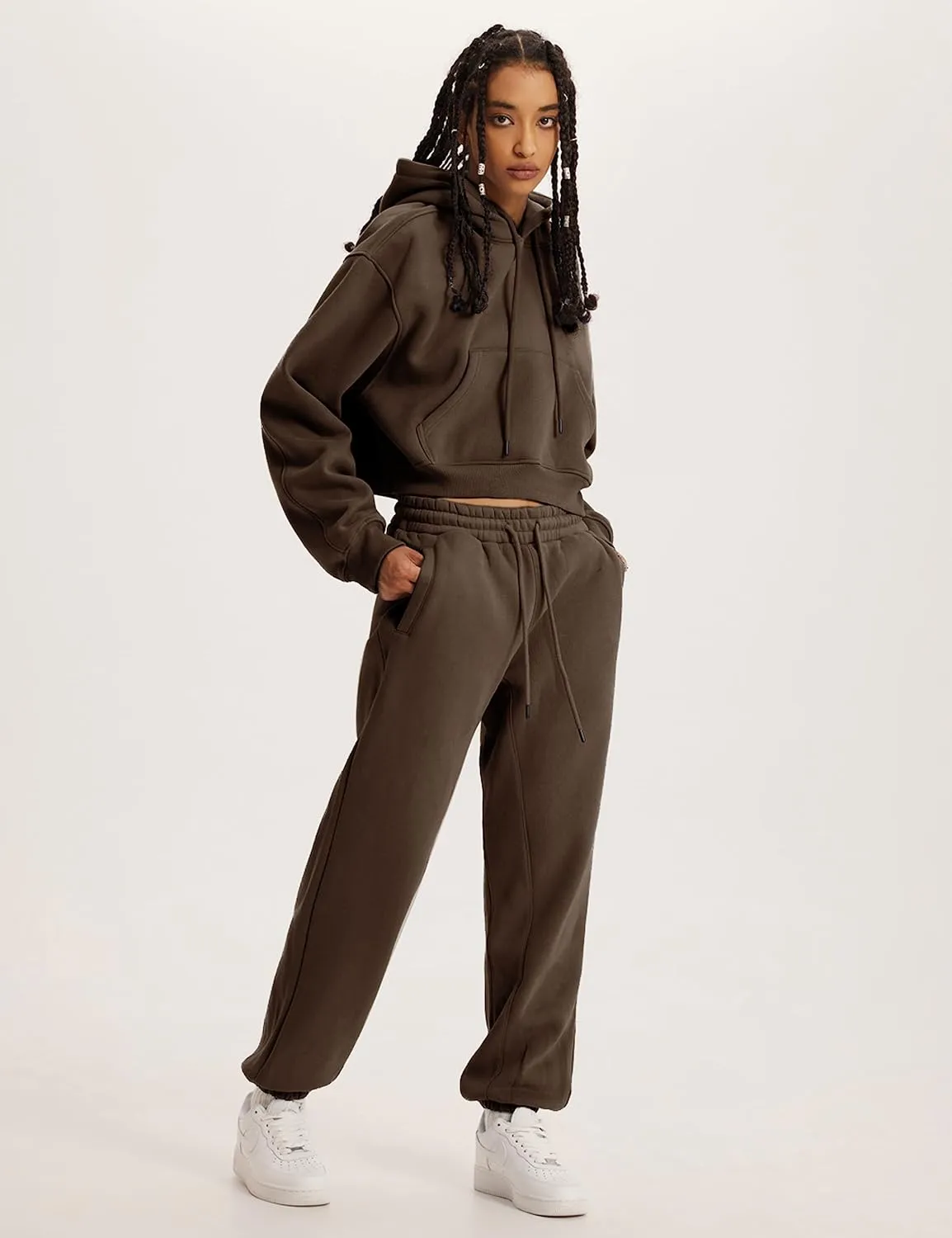 UANEO Women 2 Piece Outfits Sweatsuit Hoodie Sweatshirt Jogger Sets Lounge Tracksuit Set