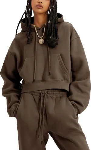 UANEO Women 2 Piece Outfits Sweatsuit Hoodie Sweatshirt Jogger Sets Lounge Tracksuit Set