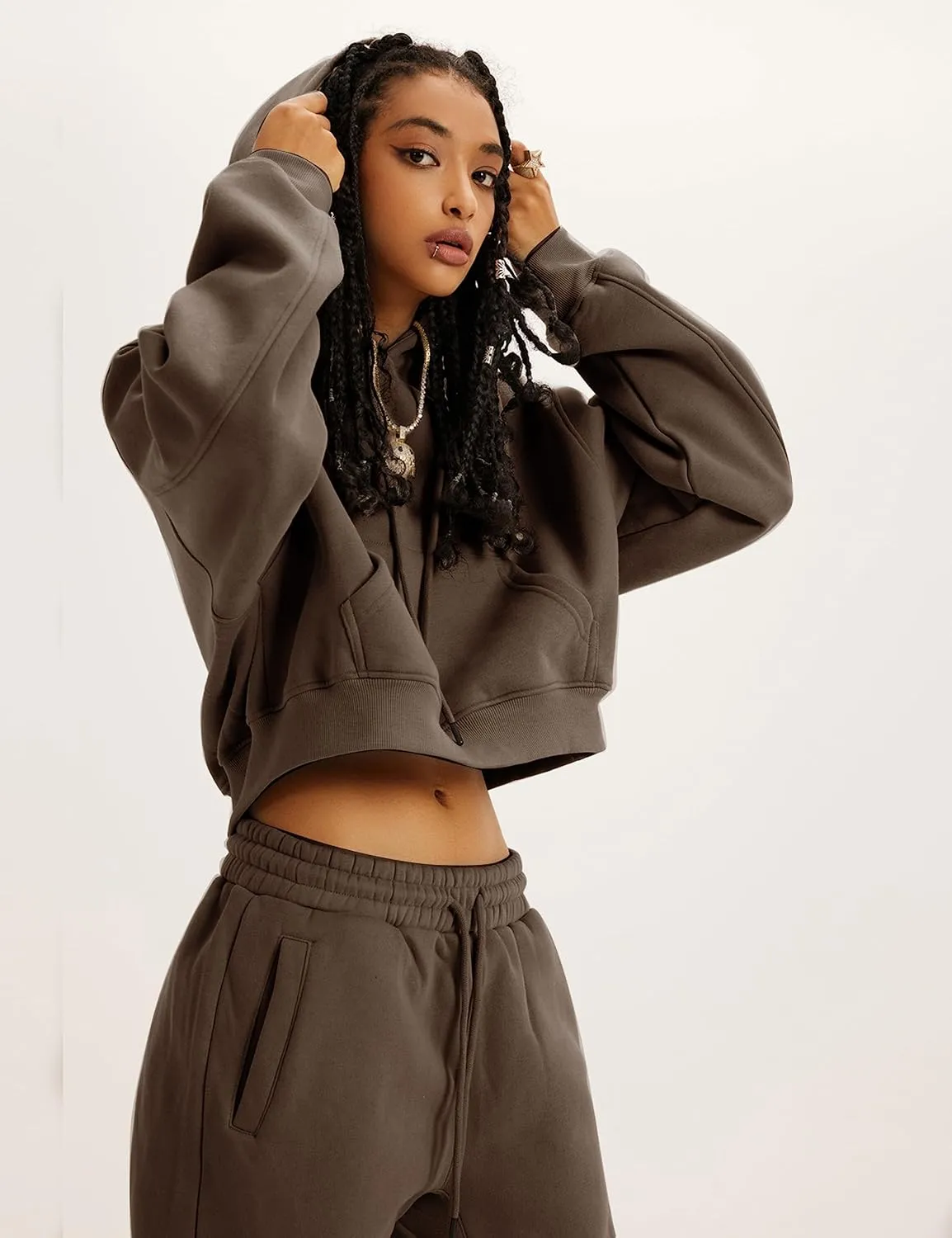 UANEO Women 2 Piece Outfits Sweatsuit Hoodie Sweatshirt Jogger Sets Lounge Tracksuit Set
