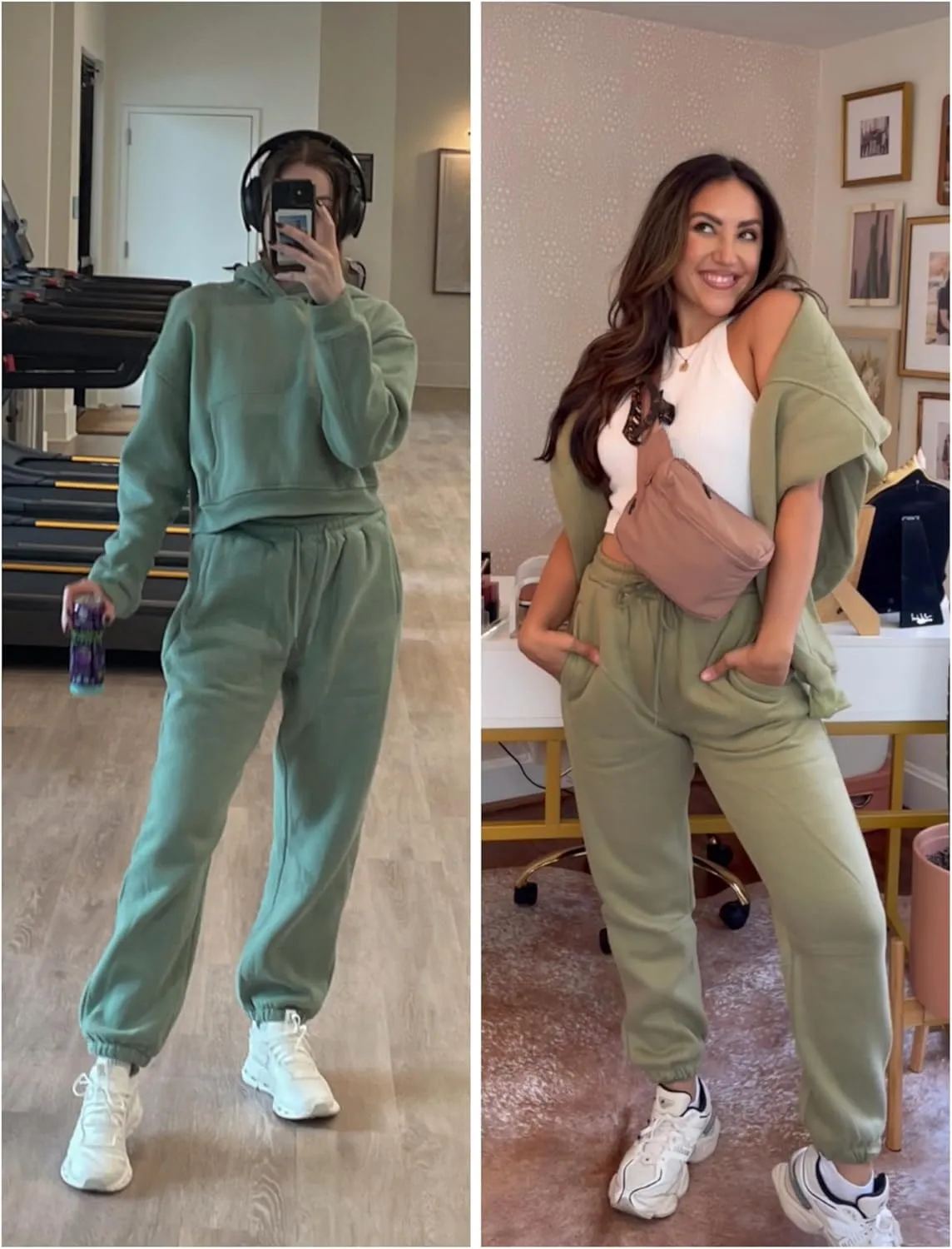 UANEO Women 2 Piece Outfits Sweatsuit Hoodie Sweatshirt Jogger Sets Lounge Tracksuit Set