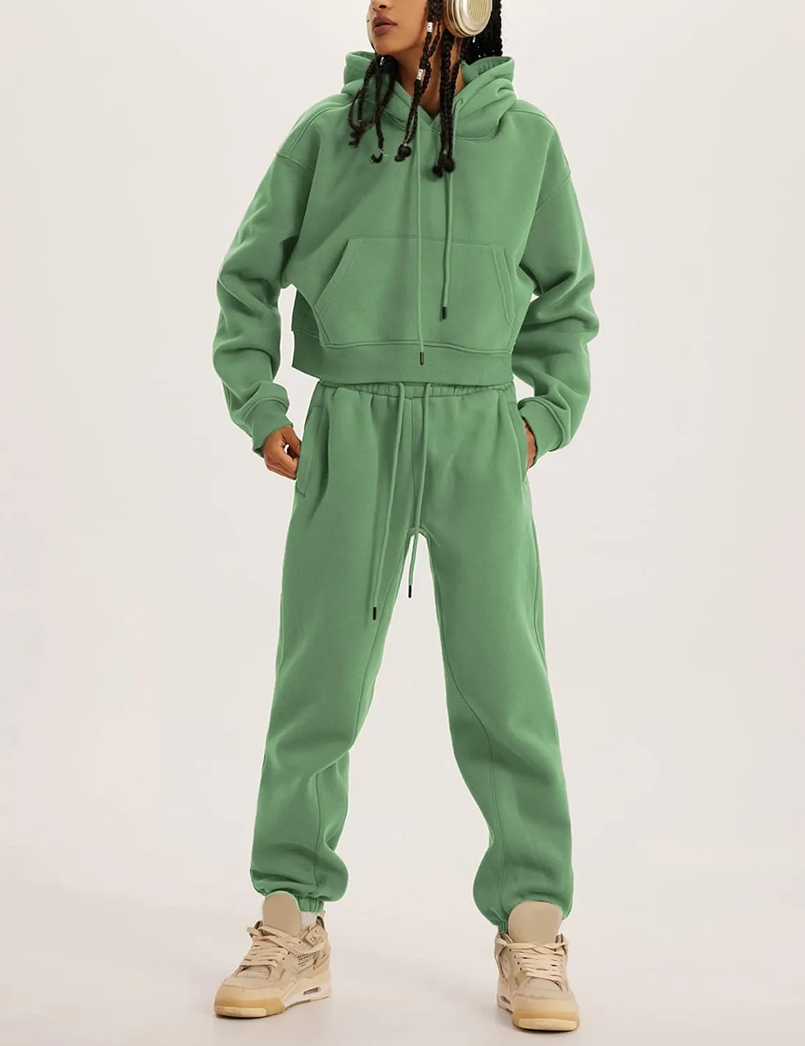 UANEO Women 2 Piece Outfits Sweatsuit Hoodie Sweatshirt Jogger Sets Lounge Tracksuit Set