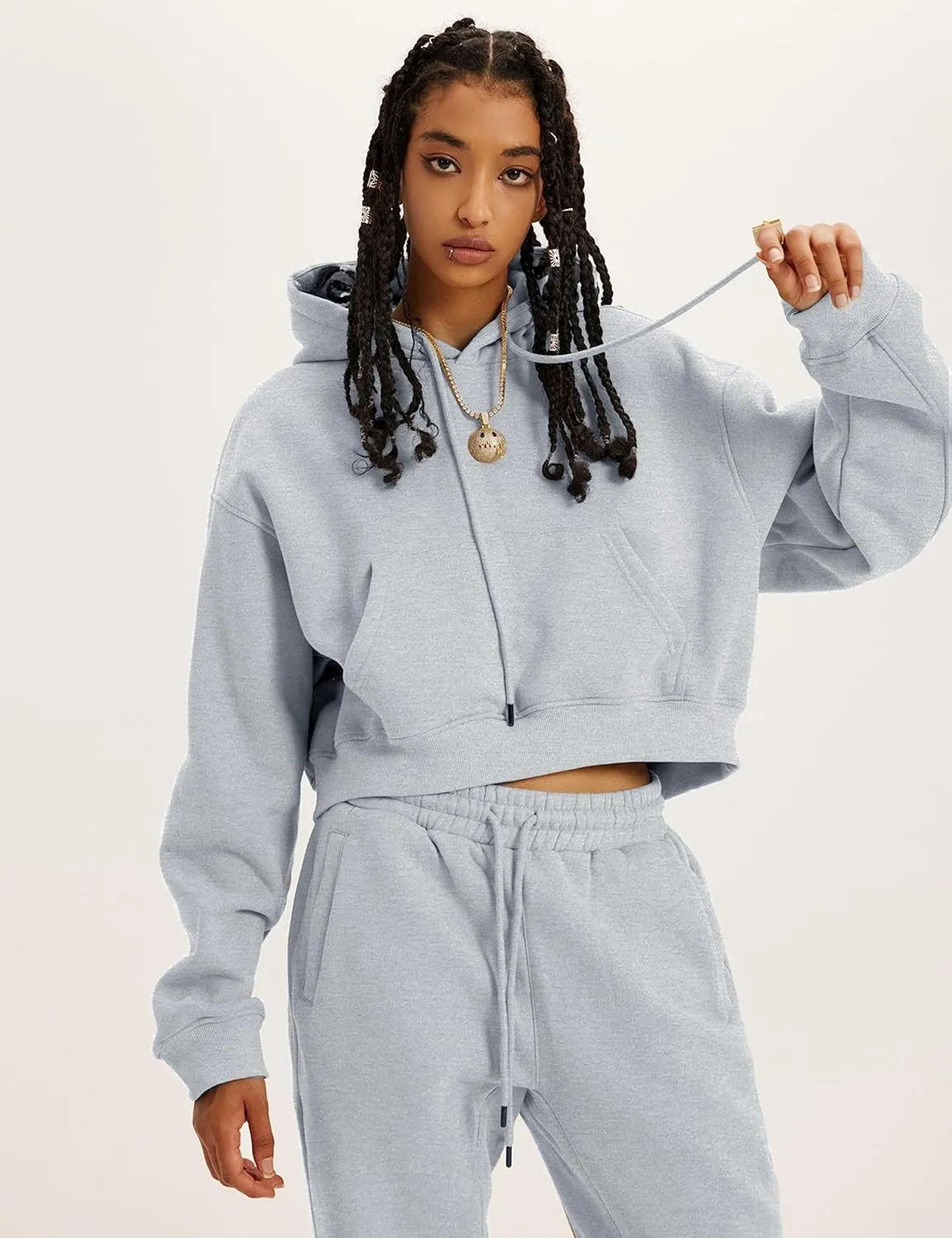 UANEO Women 2 Piece Outfits Sweatsuit Hoodie Sweatshirt Jogger Sets Lounge Tracksuit Set