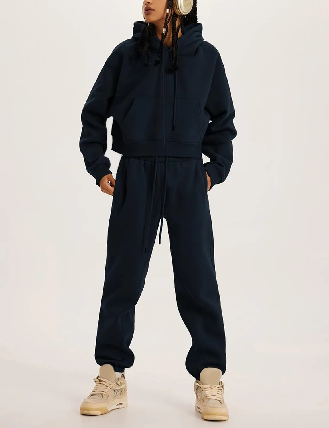 UANEO Women 2 Piece Outfits Sweatsuit Hoodie Sweatshirt Jogger Sets Lounge Tracksuit Set