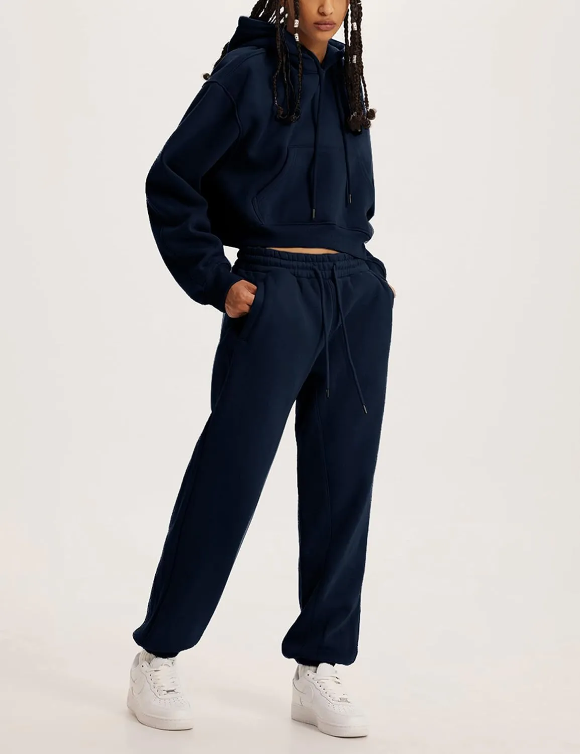 UANEO Women 2 Piece Outfits Sweatsuit Hoodie Sweatshirt Jogger Sets Lounge Tracksuit Set