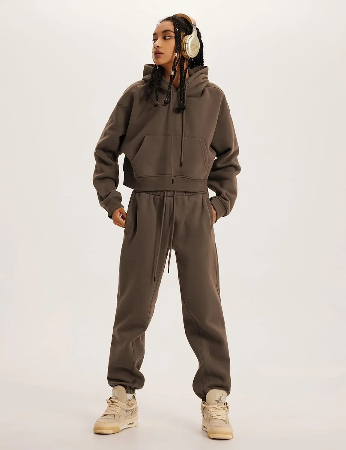 UANEO Women 2 Piece Outfits Sweatsuit Hoodie Sweatshirt Jogger Sets Lounge Tracksuit Set