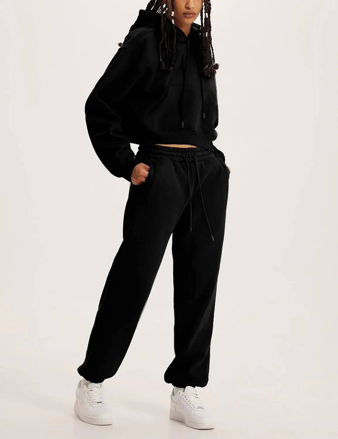 UANEO Women 2 Piece Outfits Sweatsuit Hoodie Sweatshirt Jogger Sets Lounge Tracksuit Set