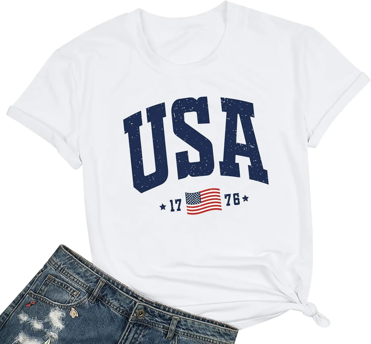 USA Flag Tee Shirt Women 4th of July Gift T Shirt Casual Short Sleeve American Proud T-Shirt Tops