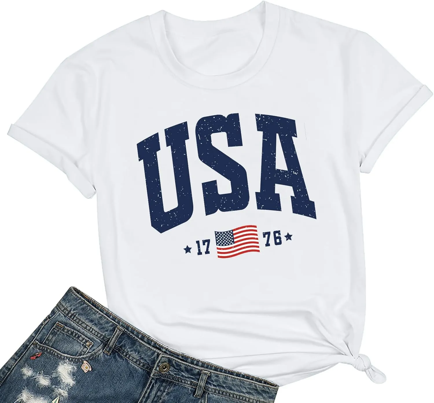 USA Flag Tee Shirt Women 4th of July Gift T Shirt Casual Short Sleeve American Proud T-Shirt Tops