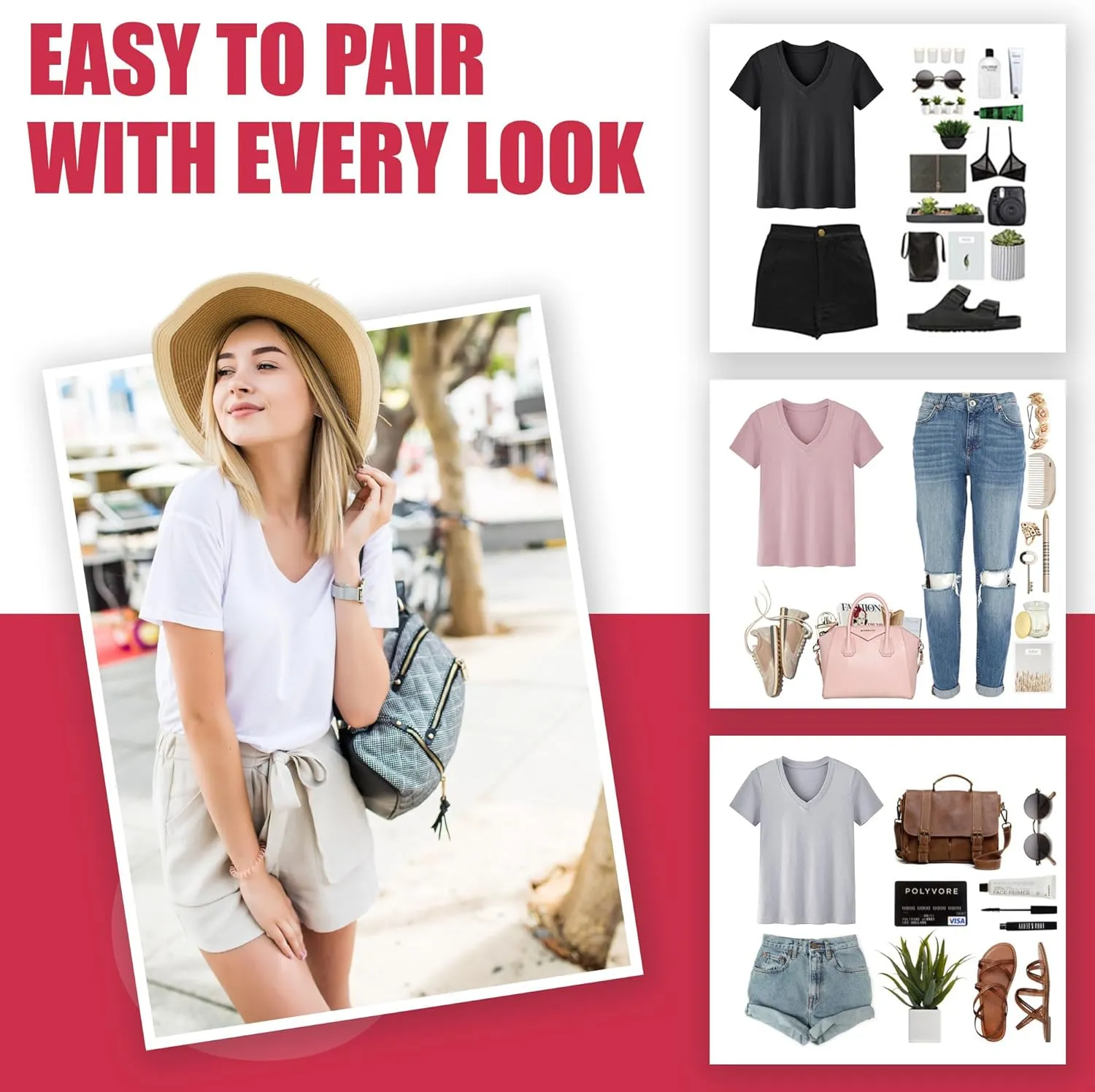 V Neck T Shirt for Women Plus Size, Short Sleeve Casual Tops Summer 2025 Basic Tees