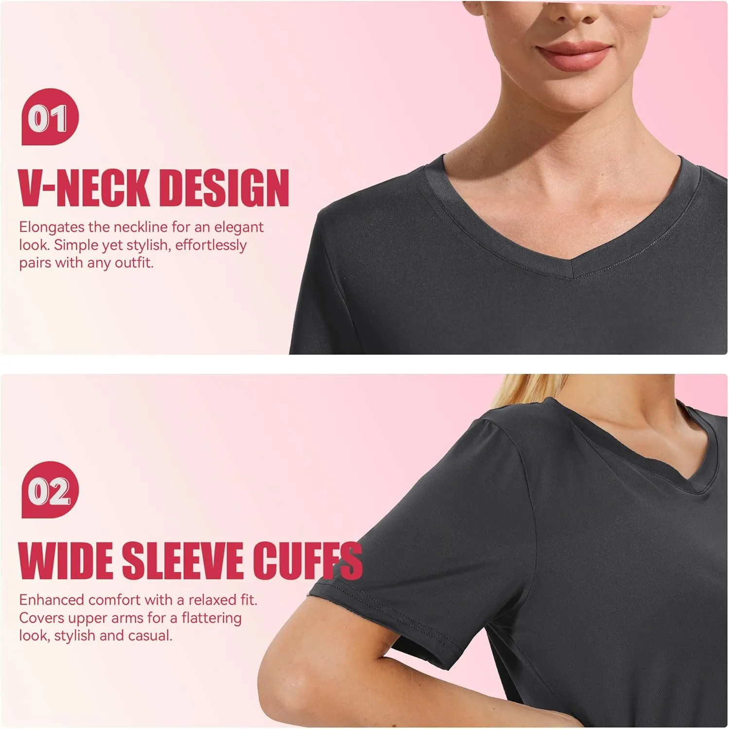 V Neck T Shirt for Women Plus Size, Short Sleeve Casual Tops Summer 2025 Basic Tees