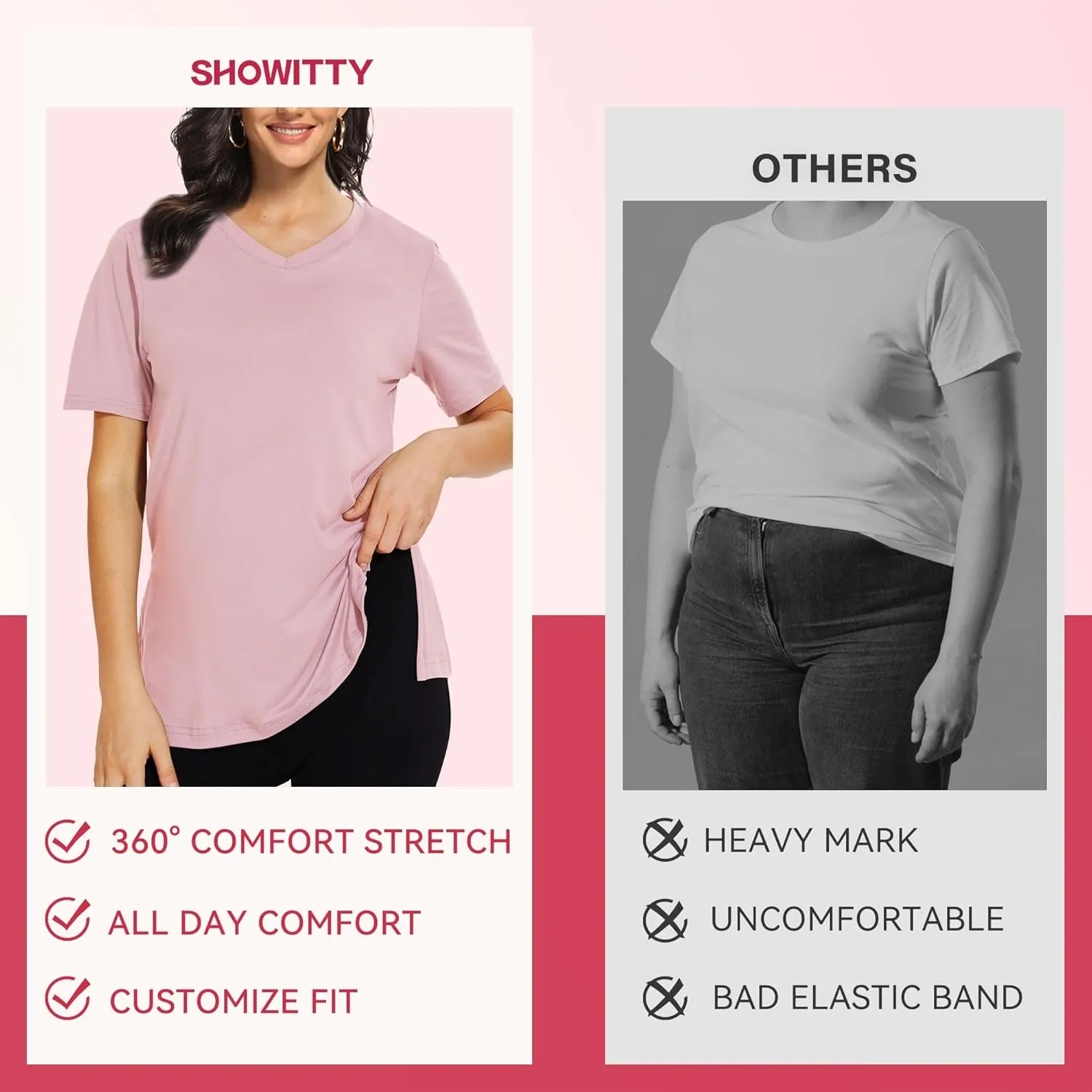 V Neck T Shirt for Women Plus Size, Short Sleeve Casual Tops Summer 2025 Basic Tees