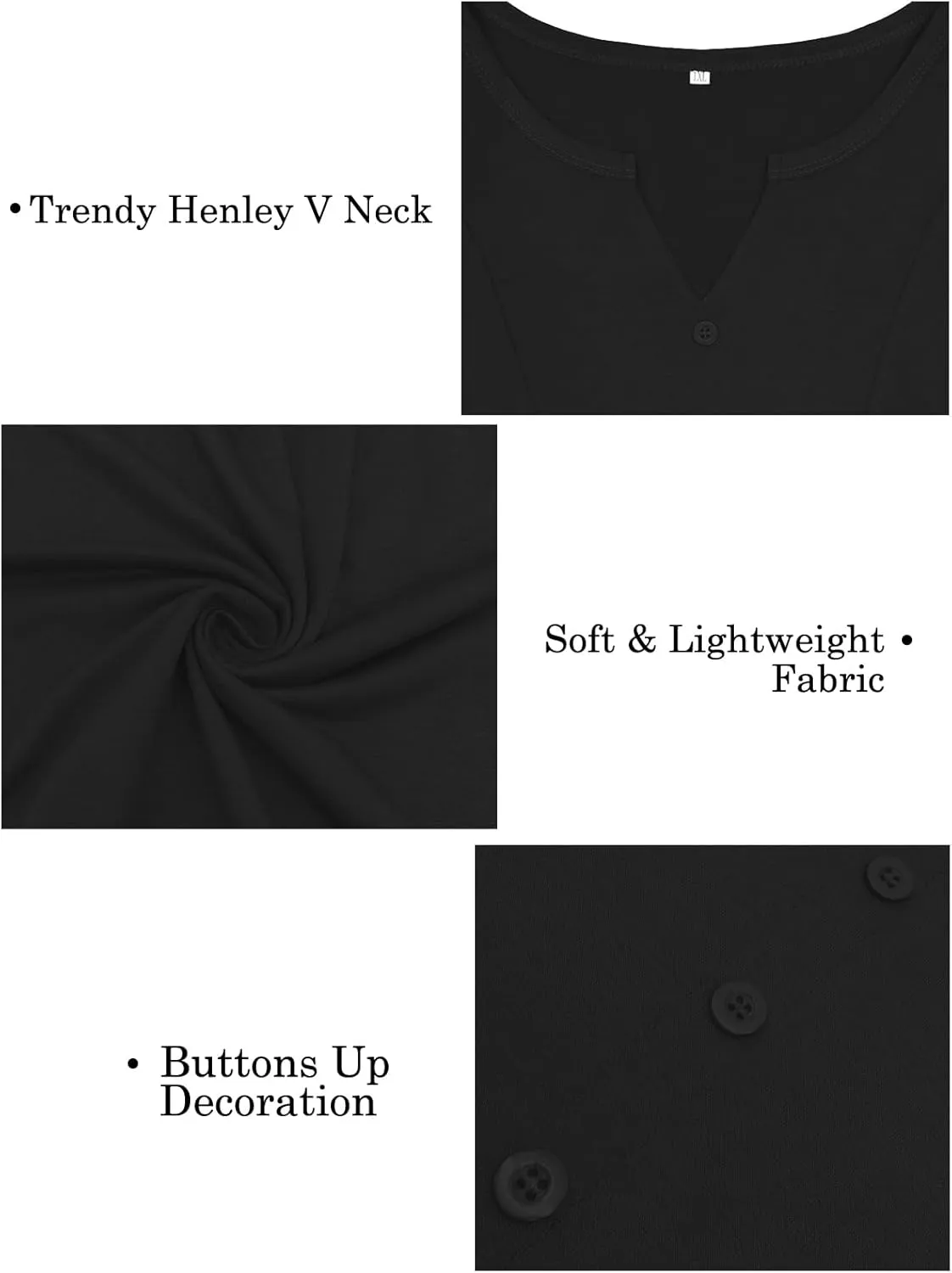 VISLILY Women's Plus-Size-Summer-Tops Trendy Henley V Neck T-Shirts Flowy Pleated Tunics Short Sleeve Buttons Up Blouses