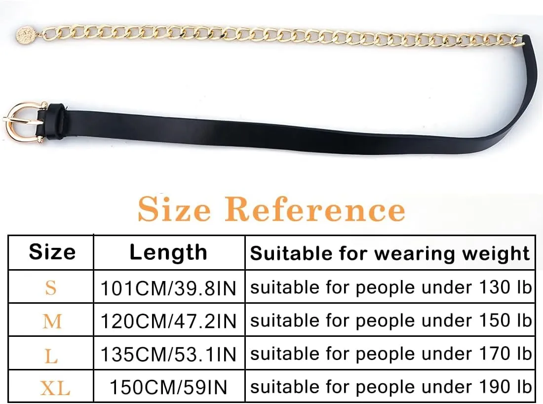 Waist Chain Belts for Women Metal Waist Belt Chunky PU Leather Belly Link