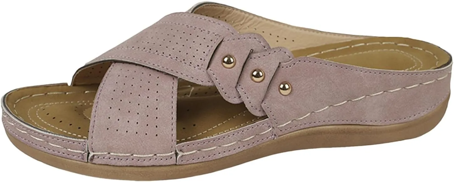 Walking Sandals Women Open Toe Wedge Sandal Arch Support Womens Shoes Slip On Platform Slides Comfort Orthotic Shoe