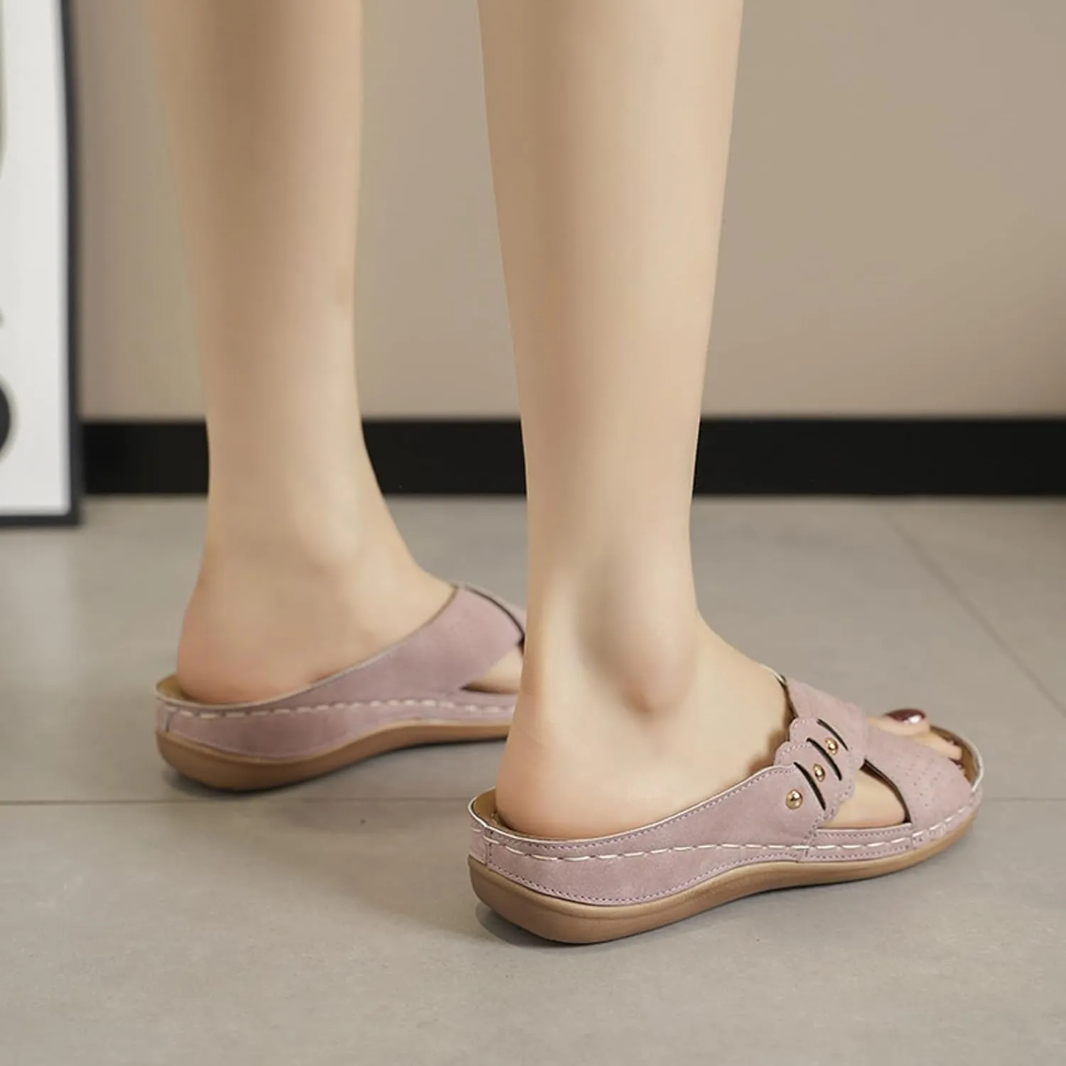 Walking Sandals Women Open Toe Wedge Sandal Arch Support Womens Shoes Slip On Platform Slides Comfort Orthotic Shoe