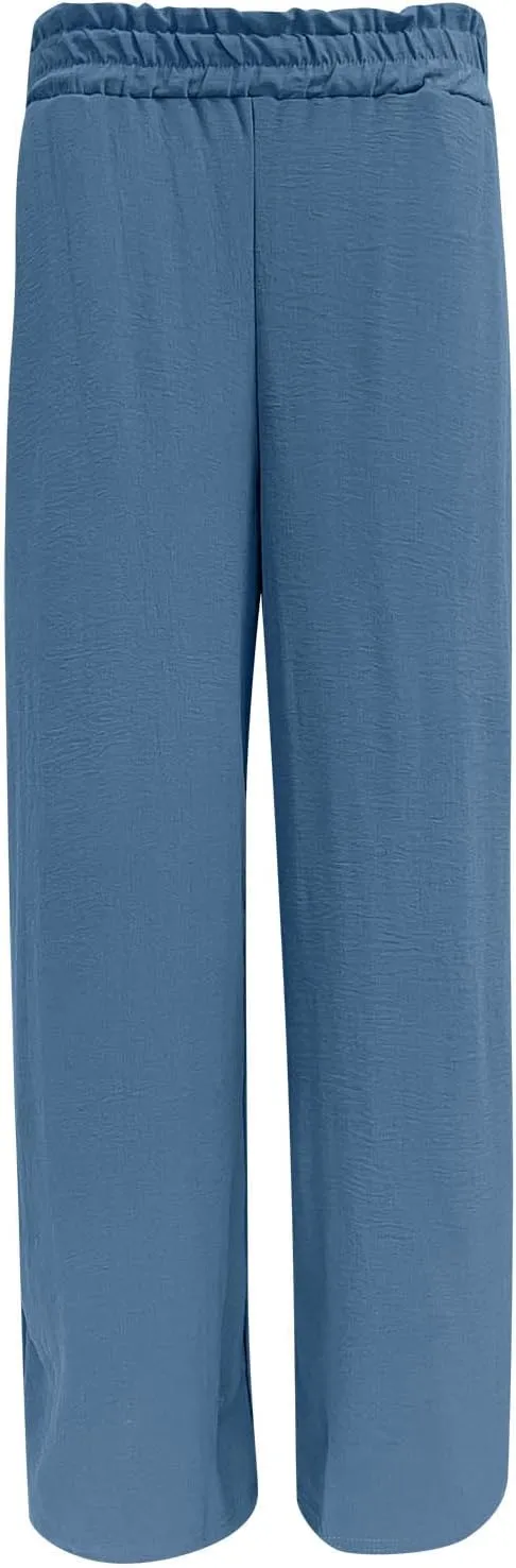 Wide Leg Linen Pants Woman Comfy Linen Pants Pants Work Long Trousers with Pockets Linen Blend Pants