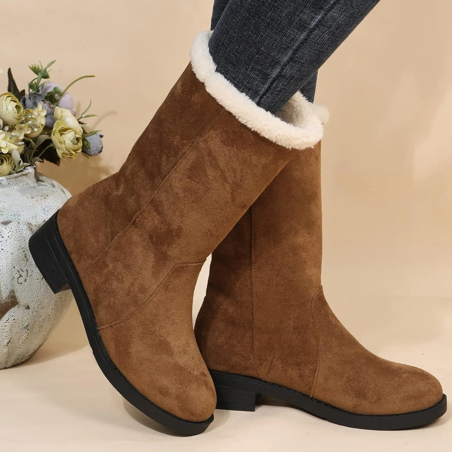 Winter Snow Boots for Women Zipper Orthopedic Snow Boots for Women Size 7 Waterproof Snow Boots Womens 11w Winter Women Boots Slip on Botas Invierno Para Mujer