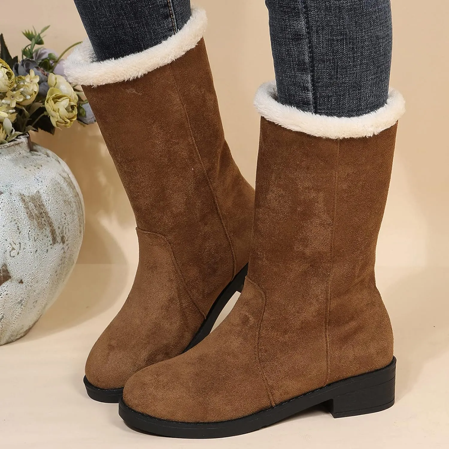 Winter Snow Boots for Women Zipper Orthopedic Snow Boots for Women Size 7 Waterproof Snow Boots Womens 11w Winter Women Boots Slip on Botas Invierno Para Mujer
