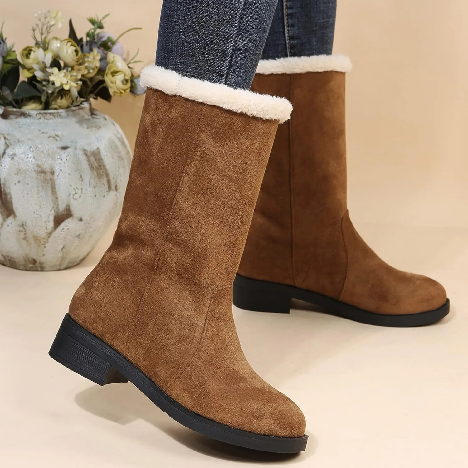 Winter Snow Boots for Women Zipper Orthopedic Snow Boots for Women Size 7 Waterproof Snow Boots Womens 11w Winter Women Boots Slip on Botas Invierno Para Mujer