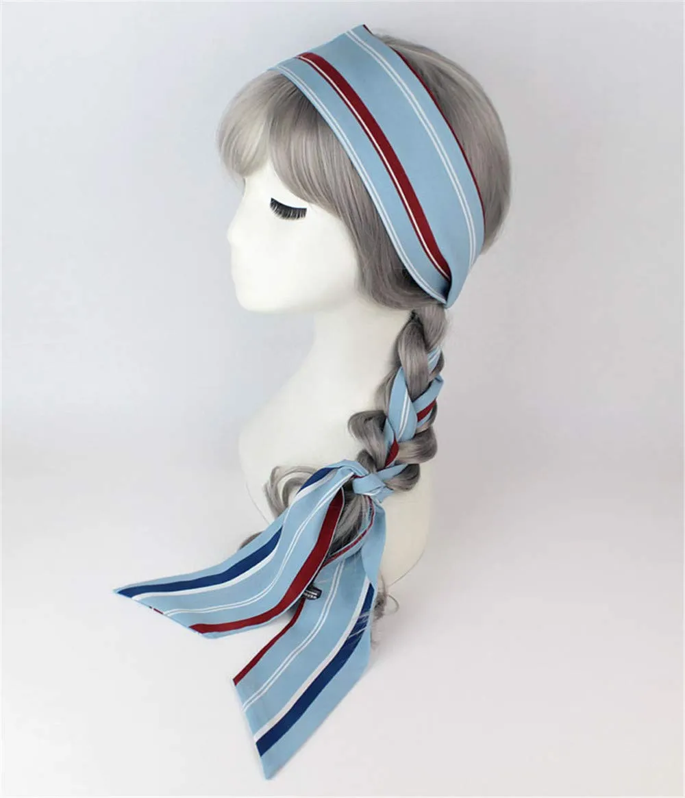 Women Boho Vintage Long Ribbon Neck Scarf Hair Bands Ponytail Holder for Girls (E)