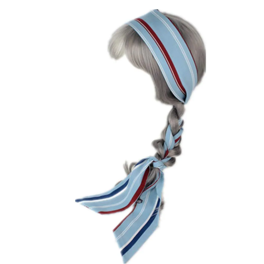 Women Boho Vintage Long Ribbon Neck Scarf Hair Bands Ponytail Holder for Girls (E)