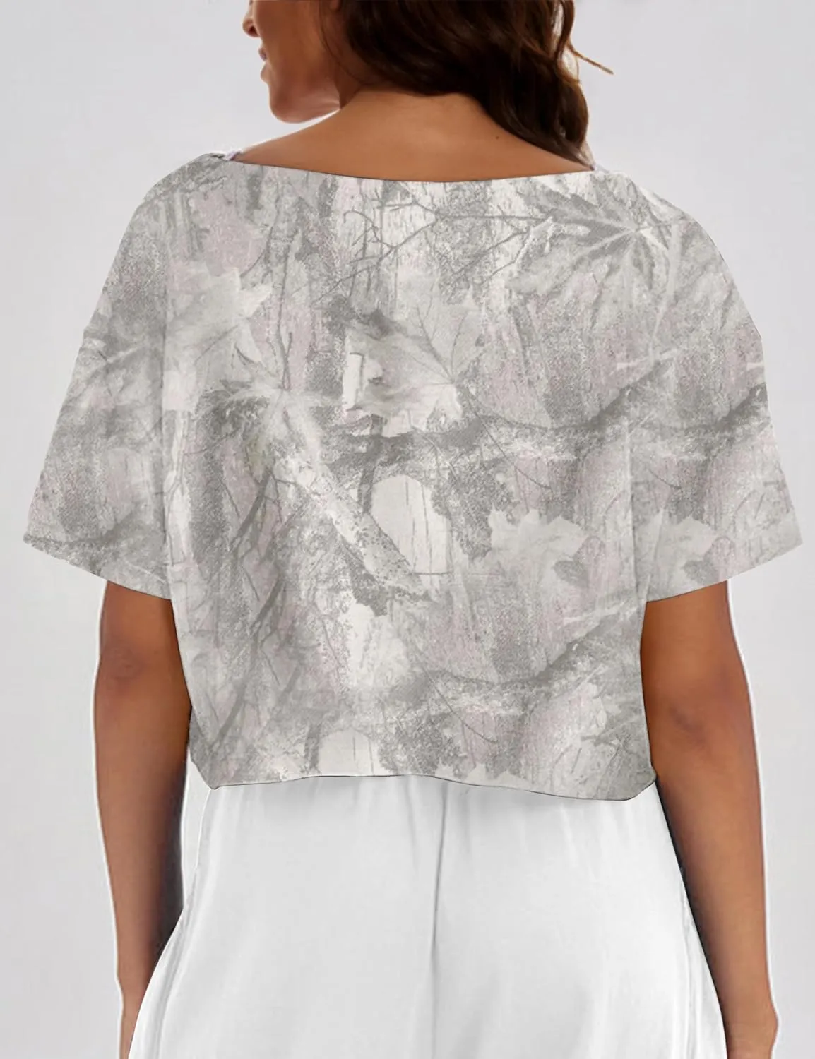 Women Camo Off The Shoulder Shirt Top Short Sleeve Boat Neck Athletic Workout Crop Tees Oversized T Shirts Summer