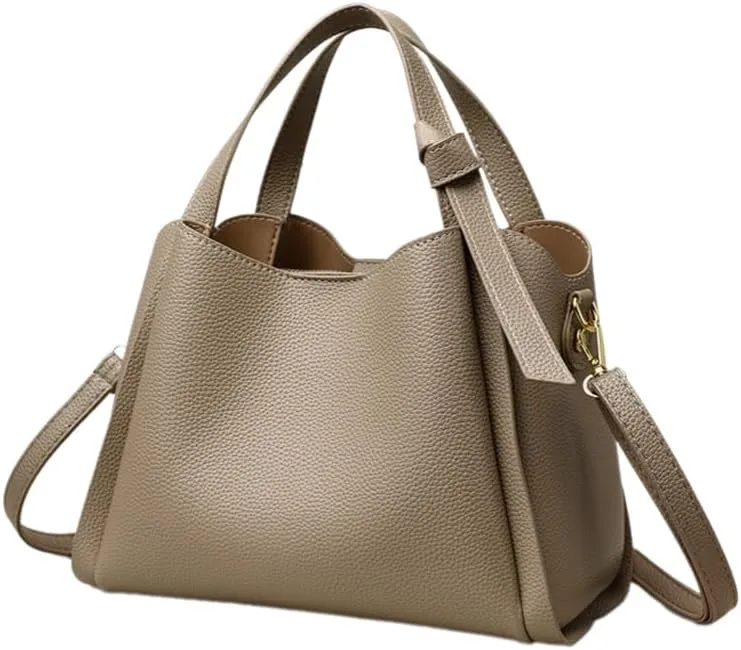 Women Genuine Leather Bucket Bag Vegetable Basket Bag Shoulder Handbag Cowhide Crossbody Purse Adjustable Straps
