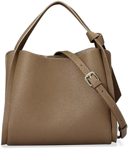 Women Genuine Leather Bucket Bag Vegetable Basket Bag Shoulder Handbag Cowhide Crossbody Purse Adjustable Straps