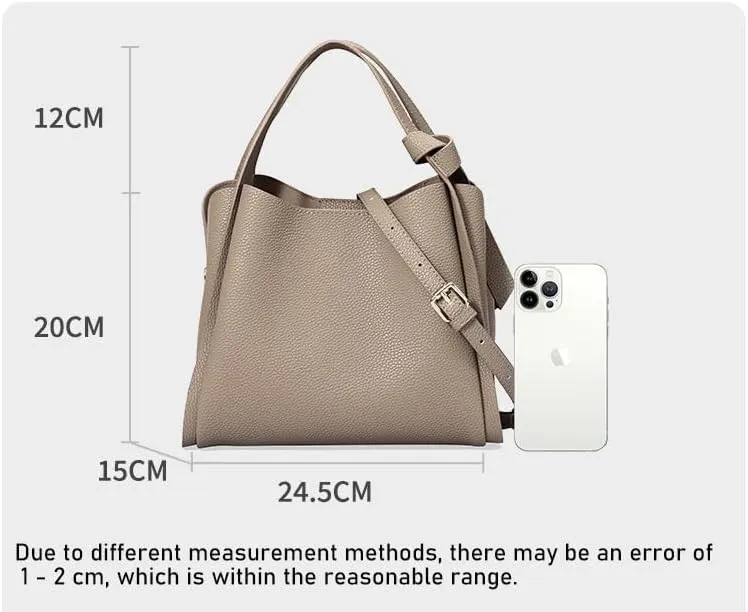 Women Genuine Leather Bucket Bag Vegetable Basket Bag Shoulder Handbag Cowhide Crossbody Purse Adjustable Straps