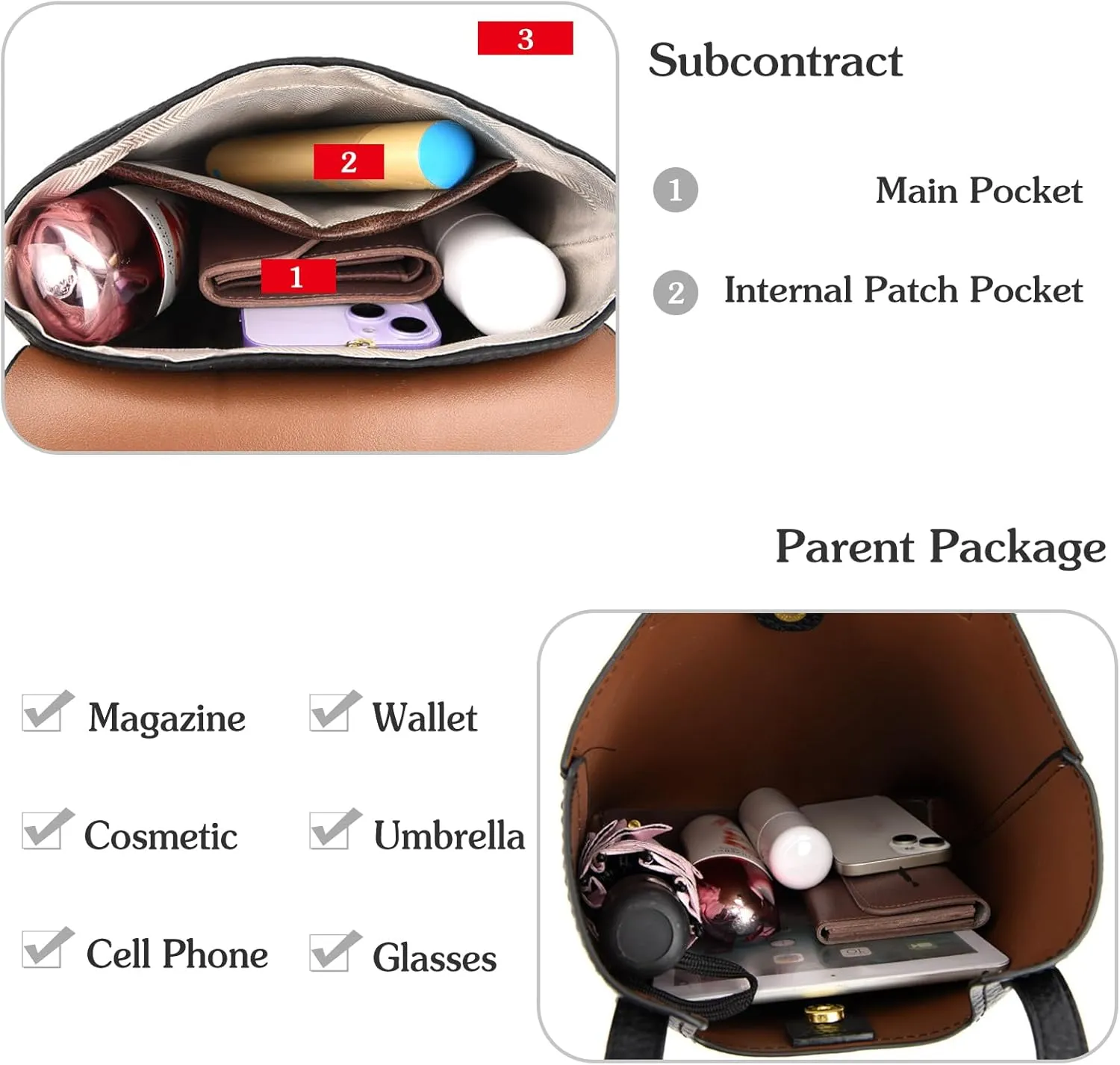 Women Handbag PU Leather Shoulder Bag Elegant Top-Handle Retro Crossbody Bucket Bag with Coin Purse 2pcs Set