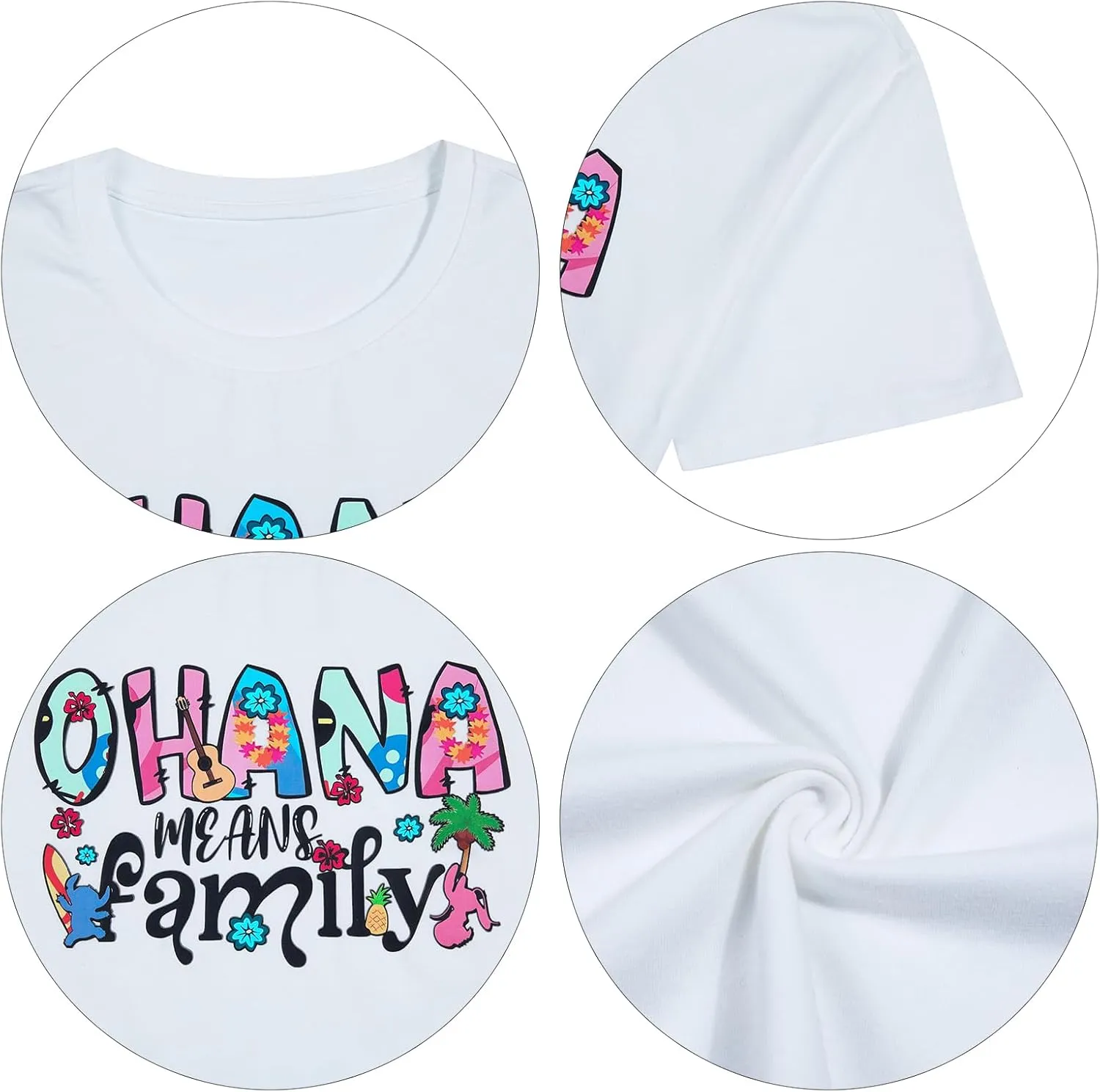 Women Hawaiian Shirts Ohana Means Family Shirt Summer Beach Hawaiian Hibiscus Tropical Flower Tee Tops