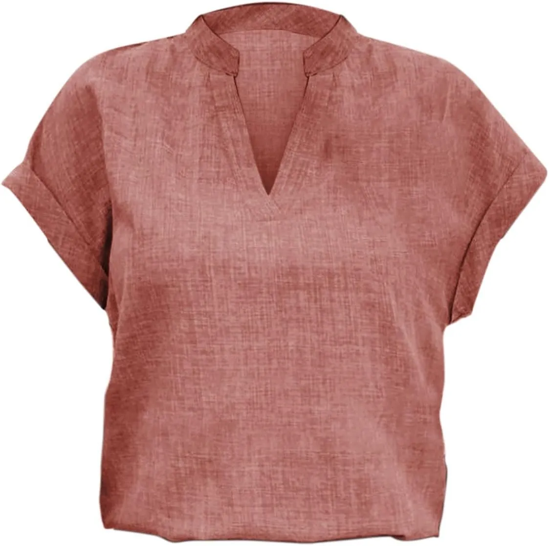 Women Linen Shirts Short Sleeve V Neck Linen Tops Summer Fashion Clothes Women Cropped Petite Causal Business Blouse