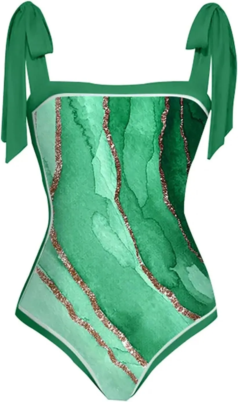 Women One Piece Swimsuit with Coverup Wrap Skirt Floral Print Bikini Set Two Piece Bathing Suit Beach Cover Up Sets