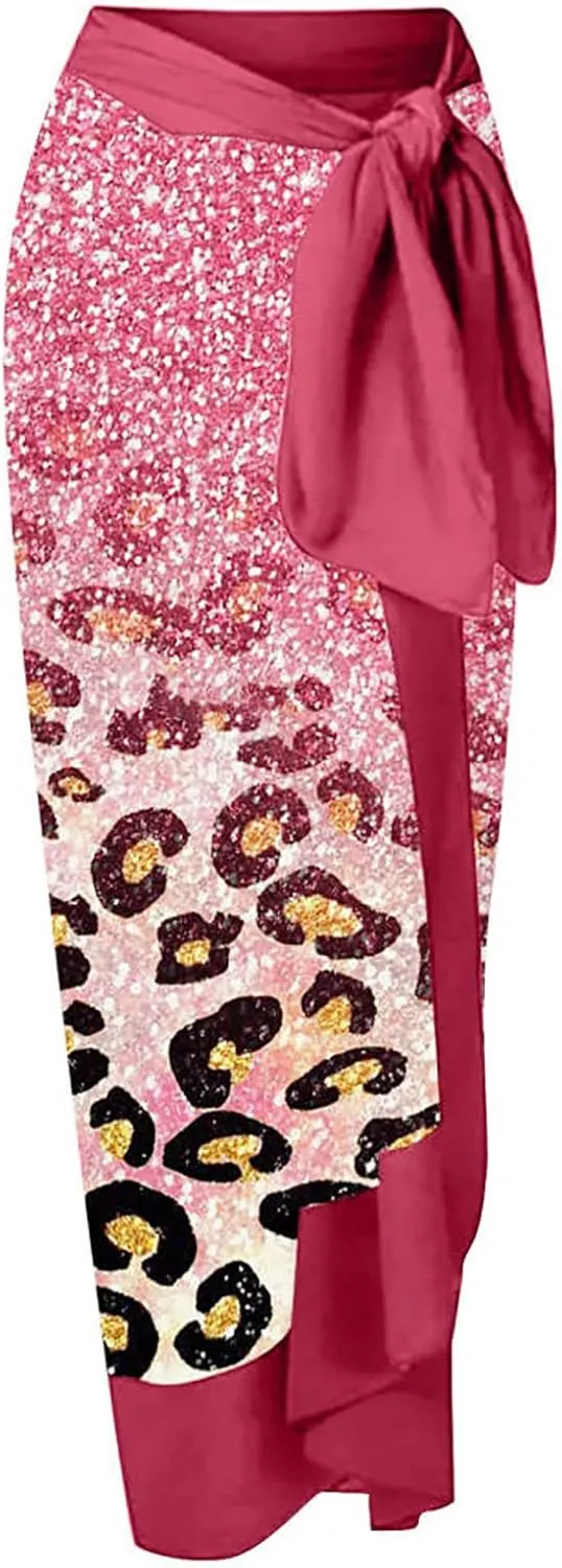 Women One Piece Swimsuit with Coverup Wrap Skirt Floral Print Bikini Set Two Piece Bathing Suit Beach Cover Up Sets