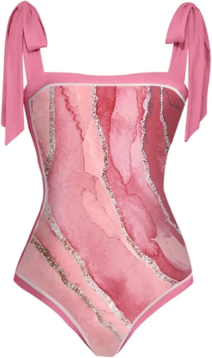 Women One Piece Swimsuit with Coverup Wrap Skirt Floral Print Bikini Set Two Piece Bathing Suit Beach Cover Up Sets