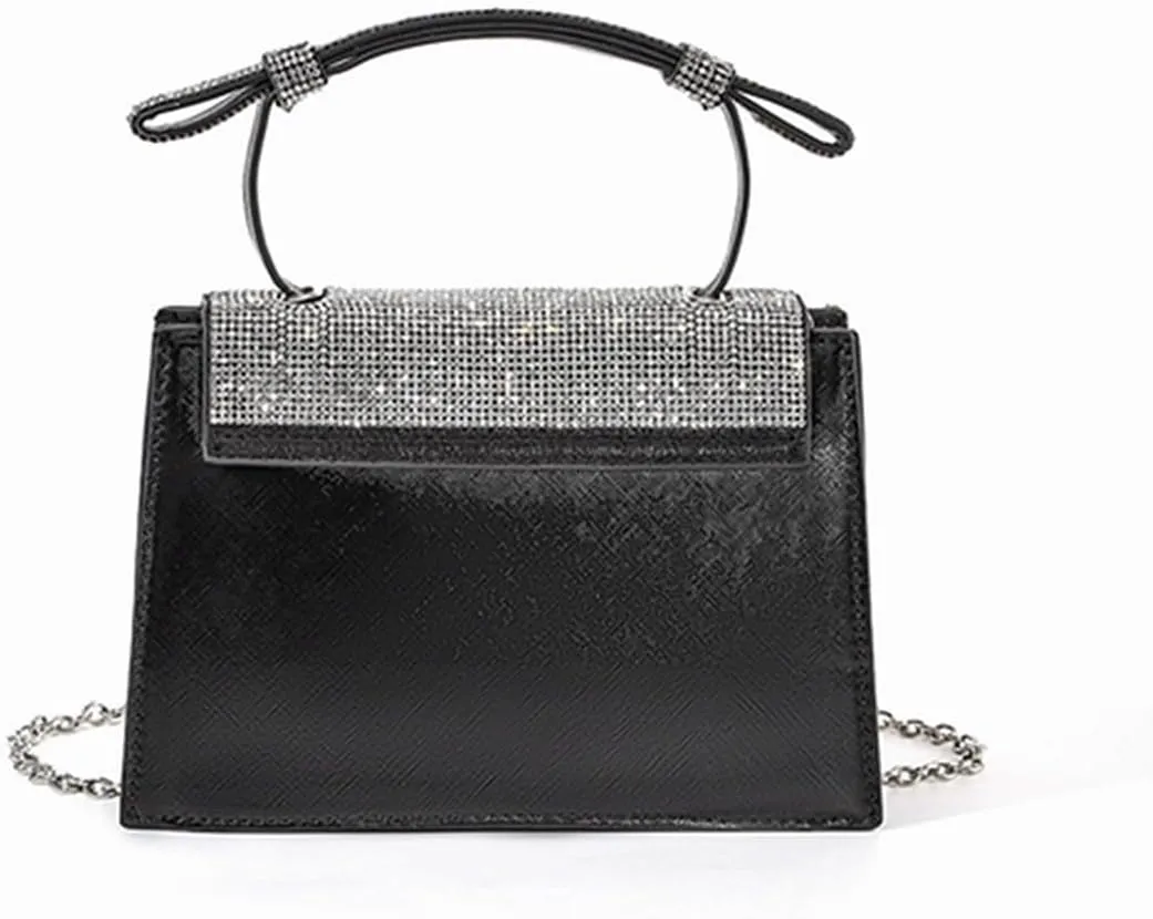 Women Rhinestone Clutch Bling Crystal Evening Bag Elegant PU Leather Tote Handbag Formal Party Purse for Wedding